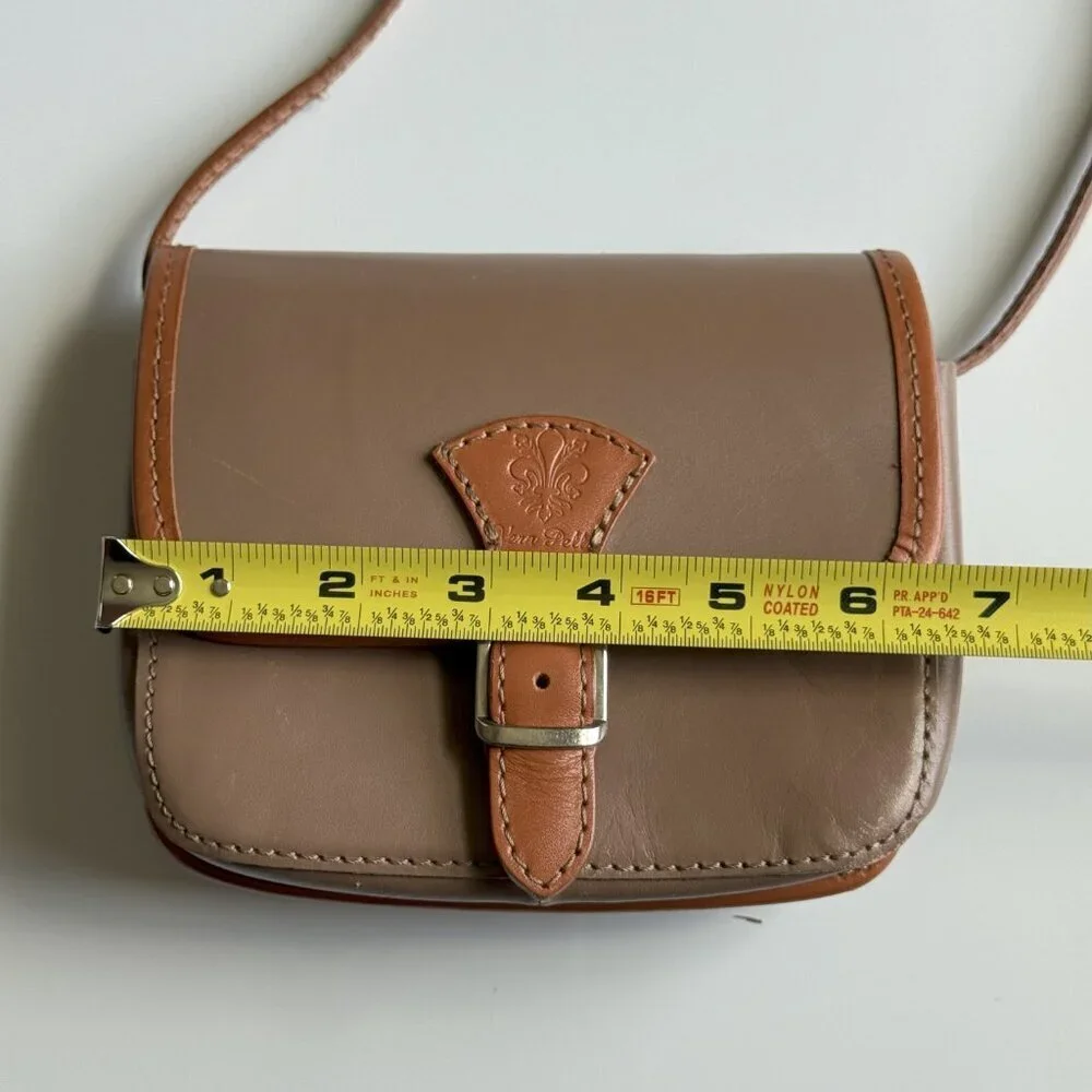 Vera Pelle Brown Leather Tan Handbag Italian Crossbody Purse